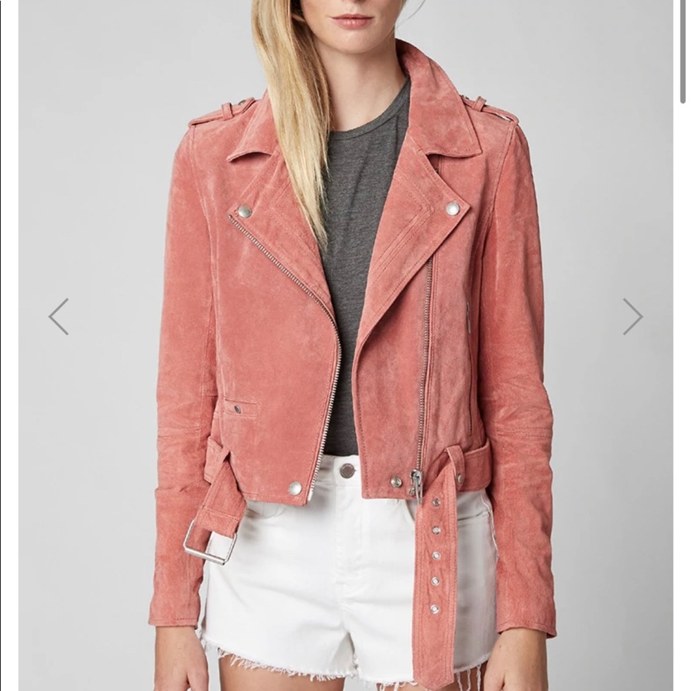 BLANKNYC Dusty Coral Suede Moto Jacket
